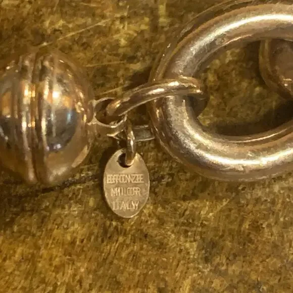 Bronze Milor Italy Linked Rose Gold Bracelet Magnetic Closure 8 Inches - Picture 10 of 10